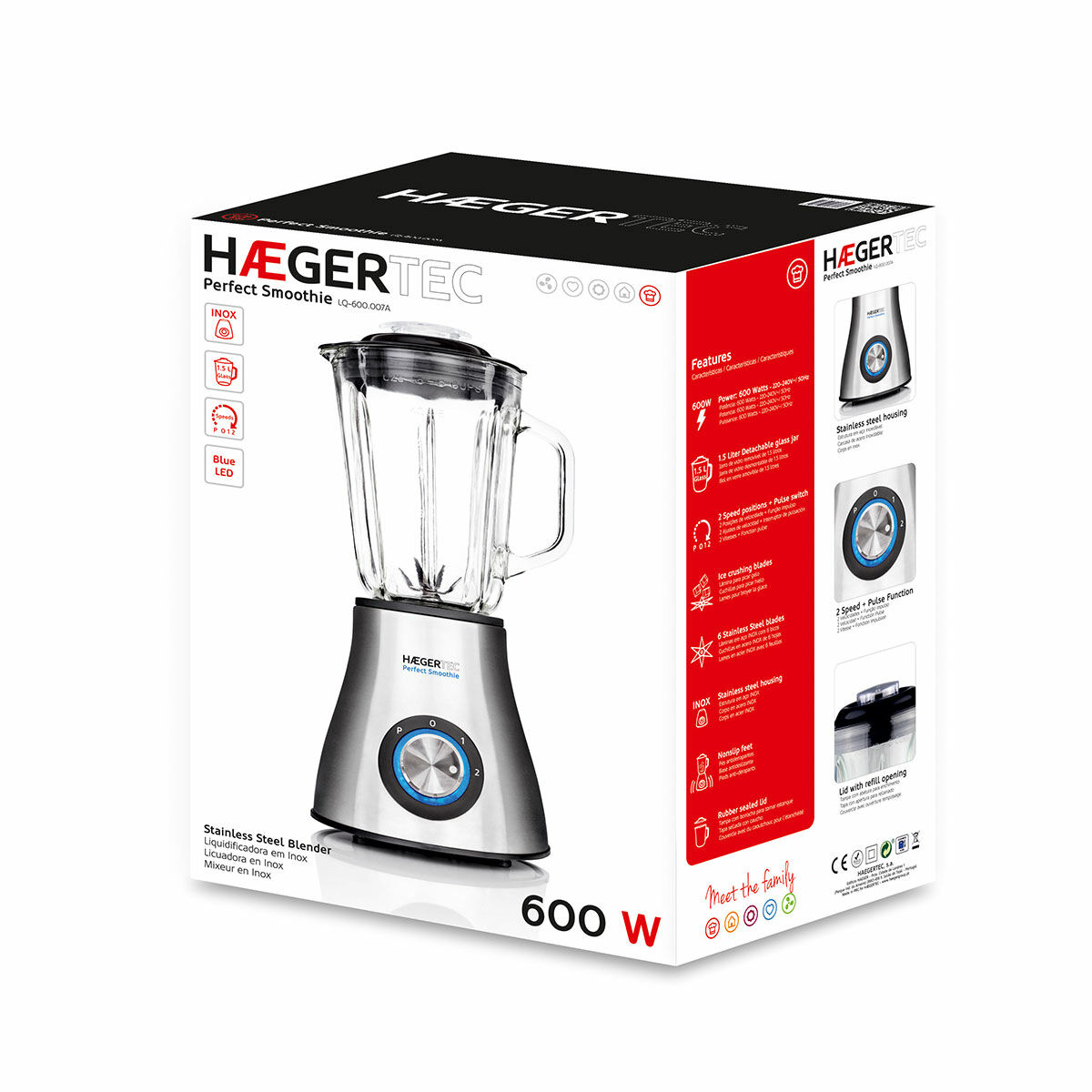 Glasmixer Haeger 600 W Silvrig 600 W 1,5 L - 4