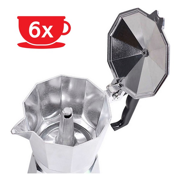 Italiensk Kaffepanna Haeger Moka Aluminium, Kapacitet: 9 Koppar - 8