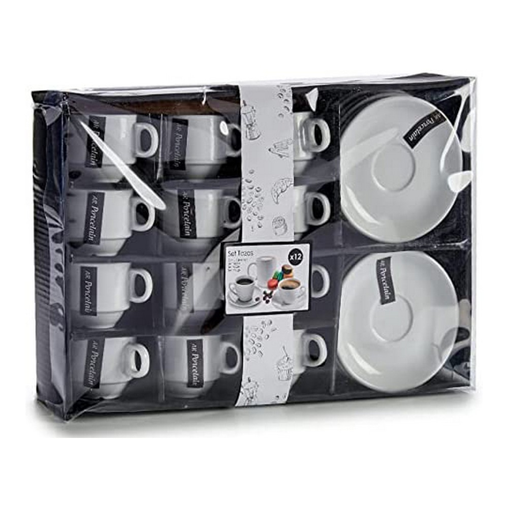 Set med kaffekoppar Porslin Vit (12 antal) - 2