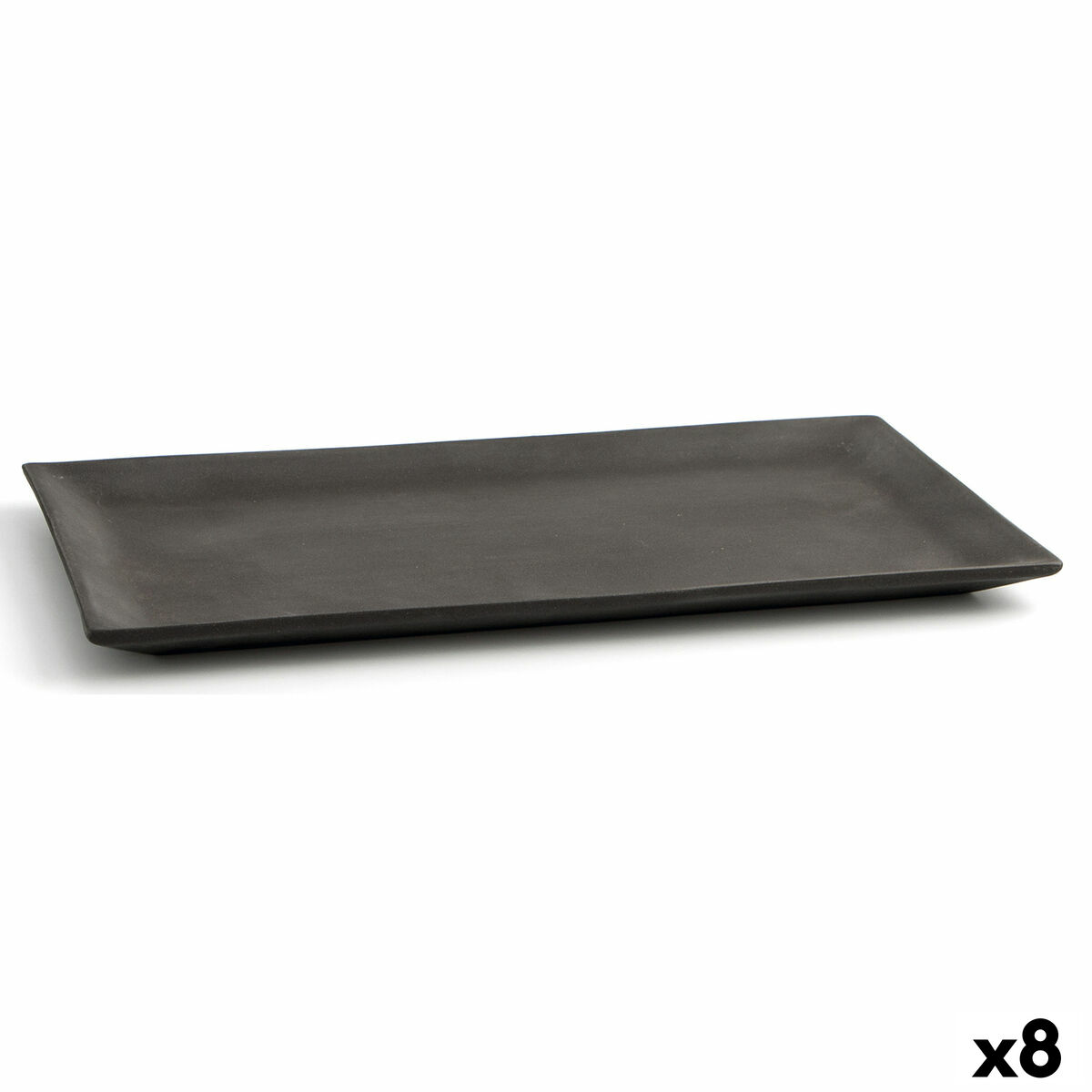 Snacksbricka Quid Mineral Gres Svart Keramik 15 x 30 cm (8 antal)