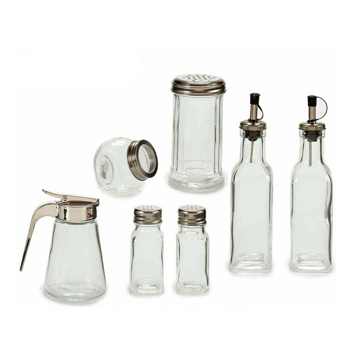 Condiment container set 7 Delar Silvrig Metall - 5