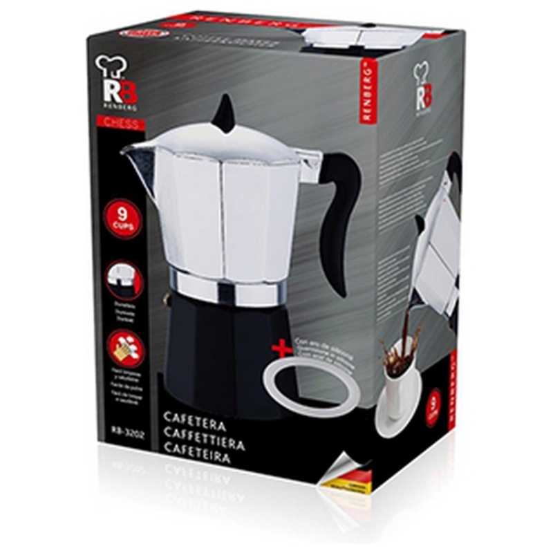 Kaffebryggare Renberg Chess Svart Aluminium Silvrig (9 Koppar) - 2