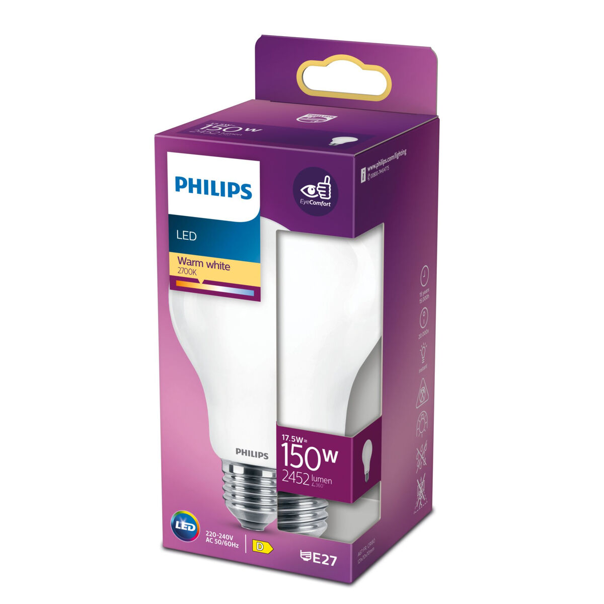 LED-lampa Philips Standard 2452 lm E27 D 17,5 W 7,5 x 12,1 cm (2700 K) - 2