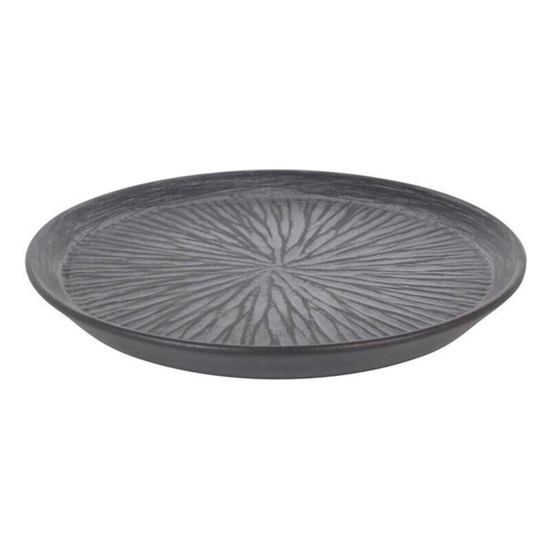 Platt skål Inde Stoneware Lotus Porslin Svart