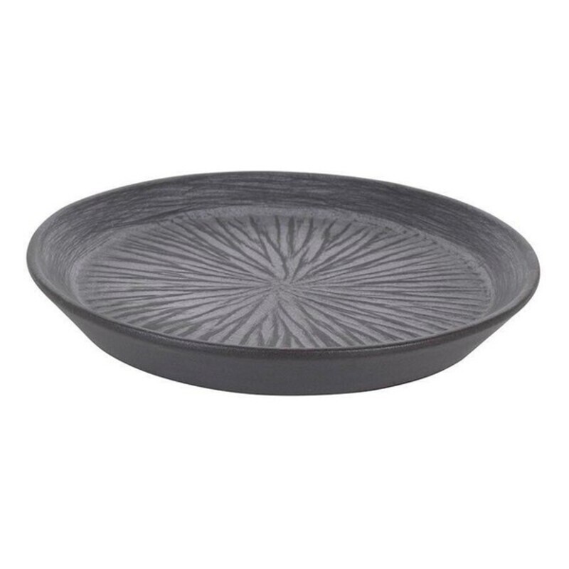 Tallrik Stoneware Lotus Svart Porslin (ø 18 x 2,5 cm)