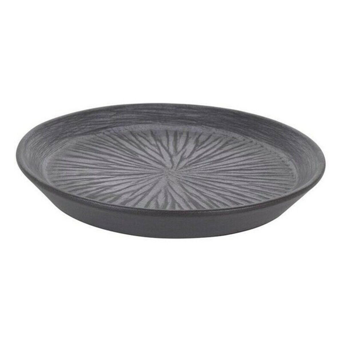 Tallrik Stoneware Lotus Svart Porslin (ø 18 x 2,5 cm) - 2