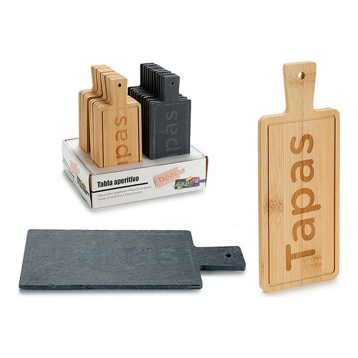 Köksbord Skiffer Svart Brun Bambu - 5
