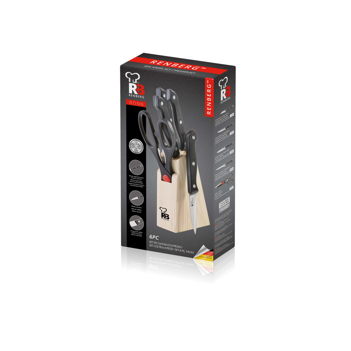 Set med köksknivar och hållare Renberg Bonn Rostfritt stål (6 pcs) - 4