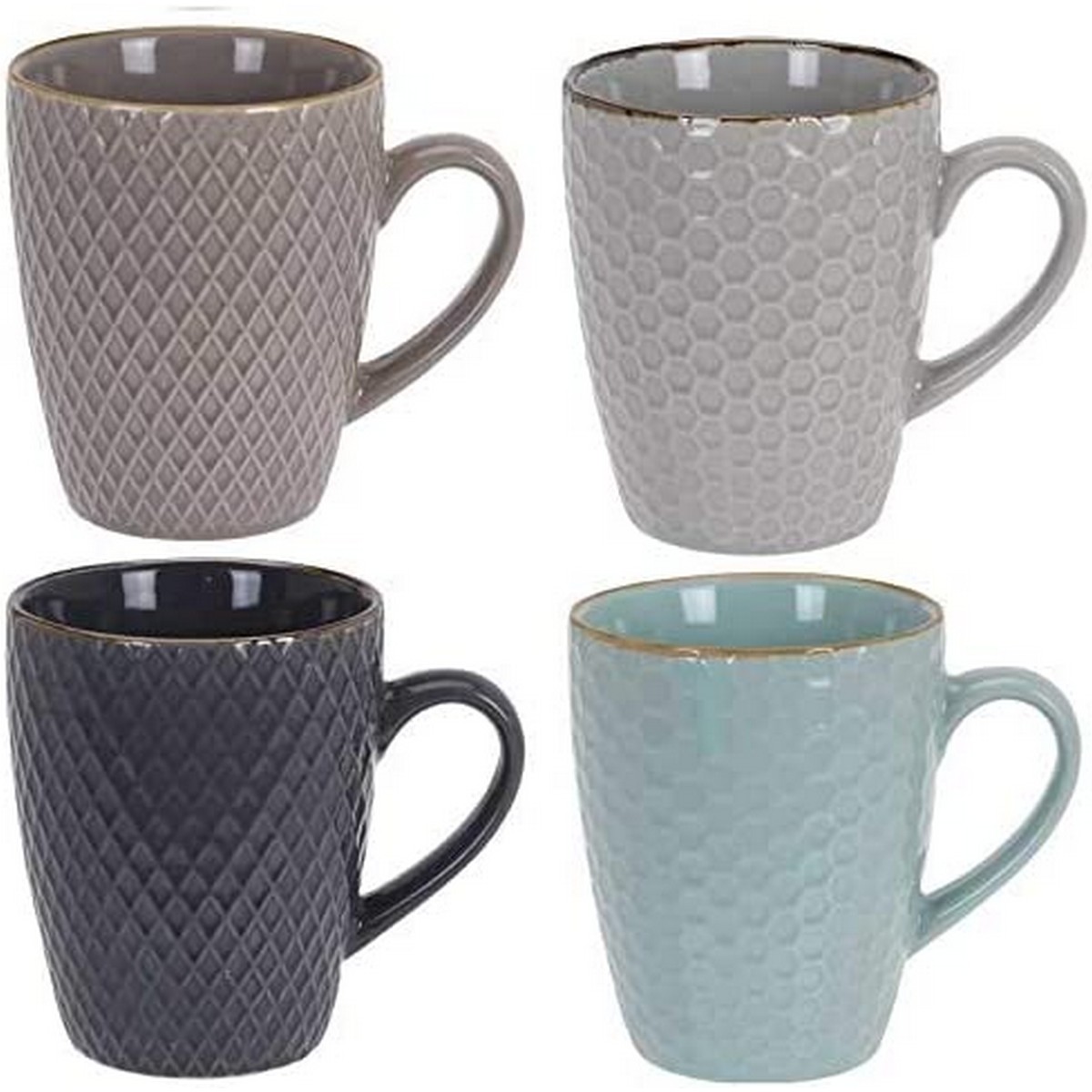 Set med kaffekoppar Excellent Houseware Geometrisk Stengods 4 Delar 300 ml