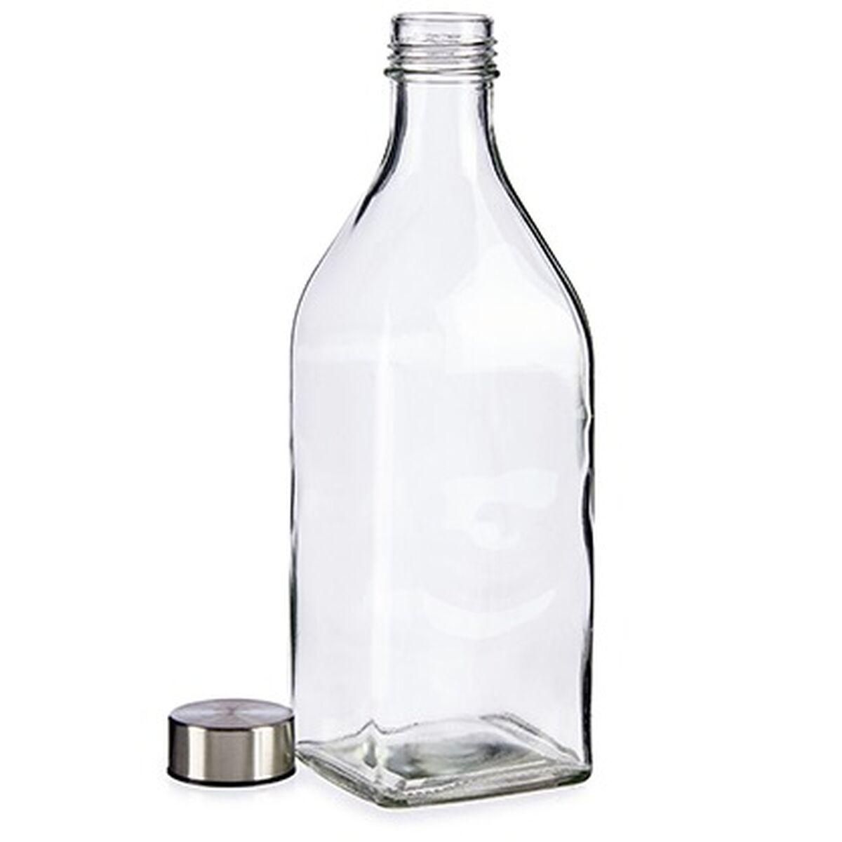 Glasflaska Transparent Silvrig Metall Glas 1 L - 2