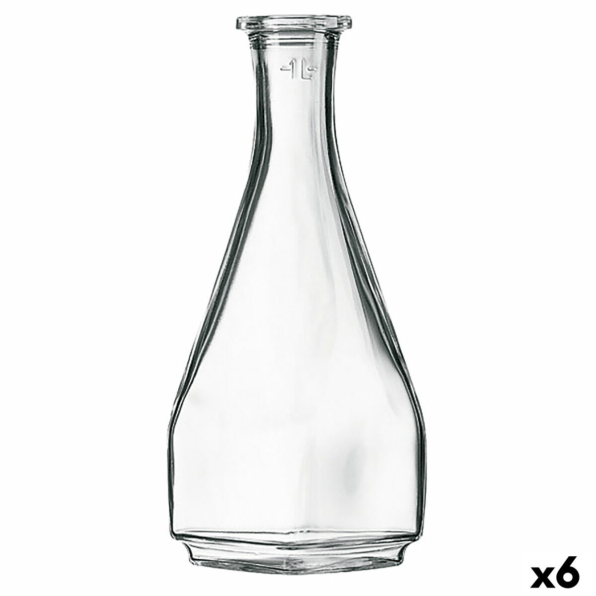 Flaska Arcoroc Fyrkantig Transparent Glas (1 L) (6 antal)