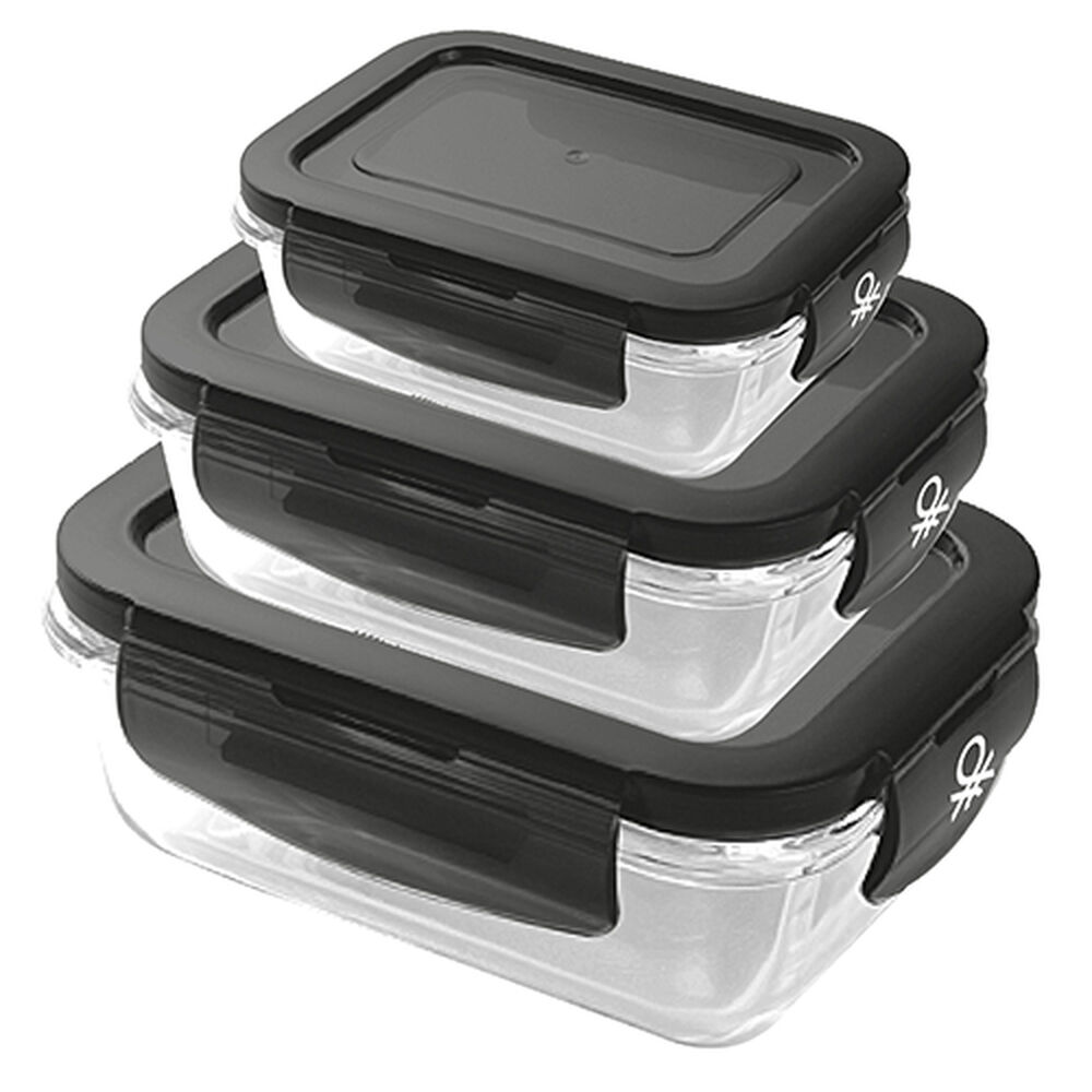 Lunchlådor, set Benetton Borosilikatglas (3 pcs) - 2
