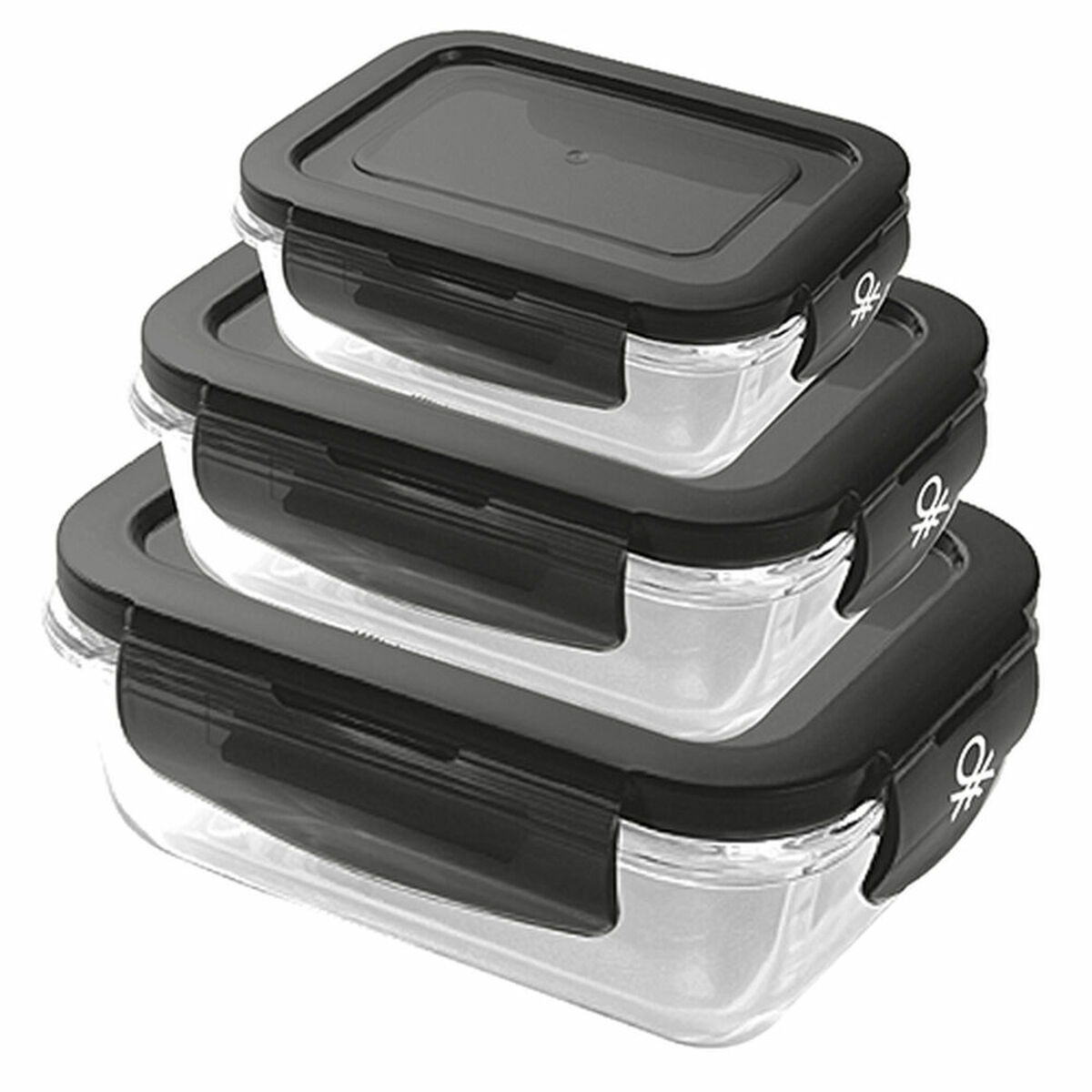 Lunchlådor, set Benetton Borosilikatglas (3 pcs) - 3