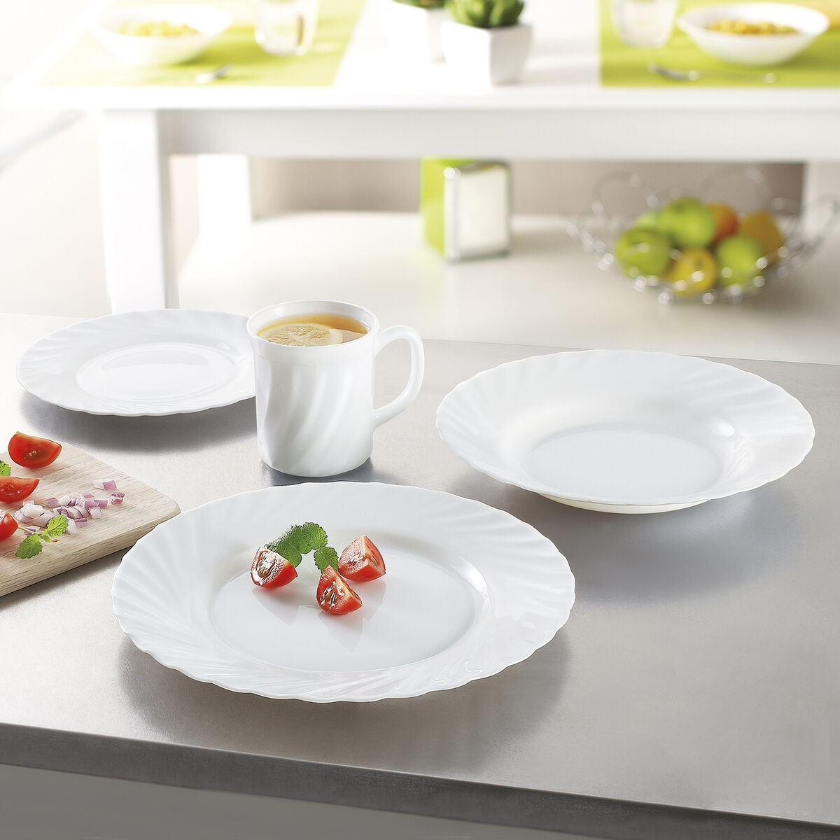 Servingsfat Luminarc Trianon Vit Glas (22 cm) (24 antal) - 3