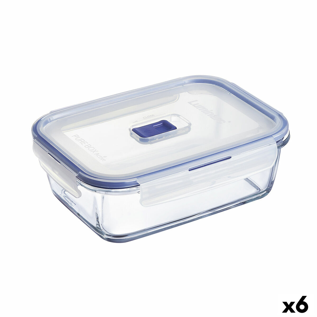 Hermetisk matlåda Luminarc Pure Box Active 19 x 13 cm 1,22 L Dvobarvna Glas (6 antal)