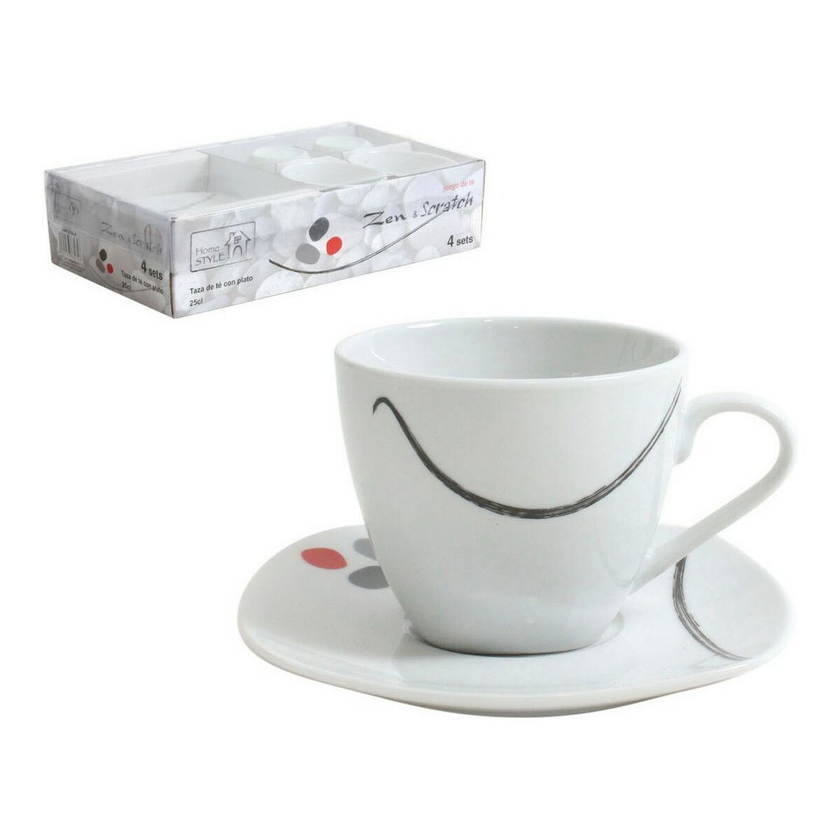 Set med koppar och fat Home Style Zen & Scratch Keramik - 2
