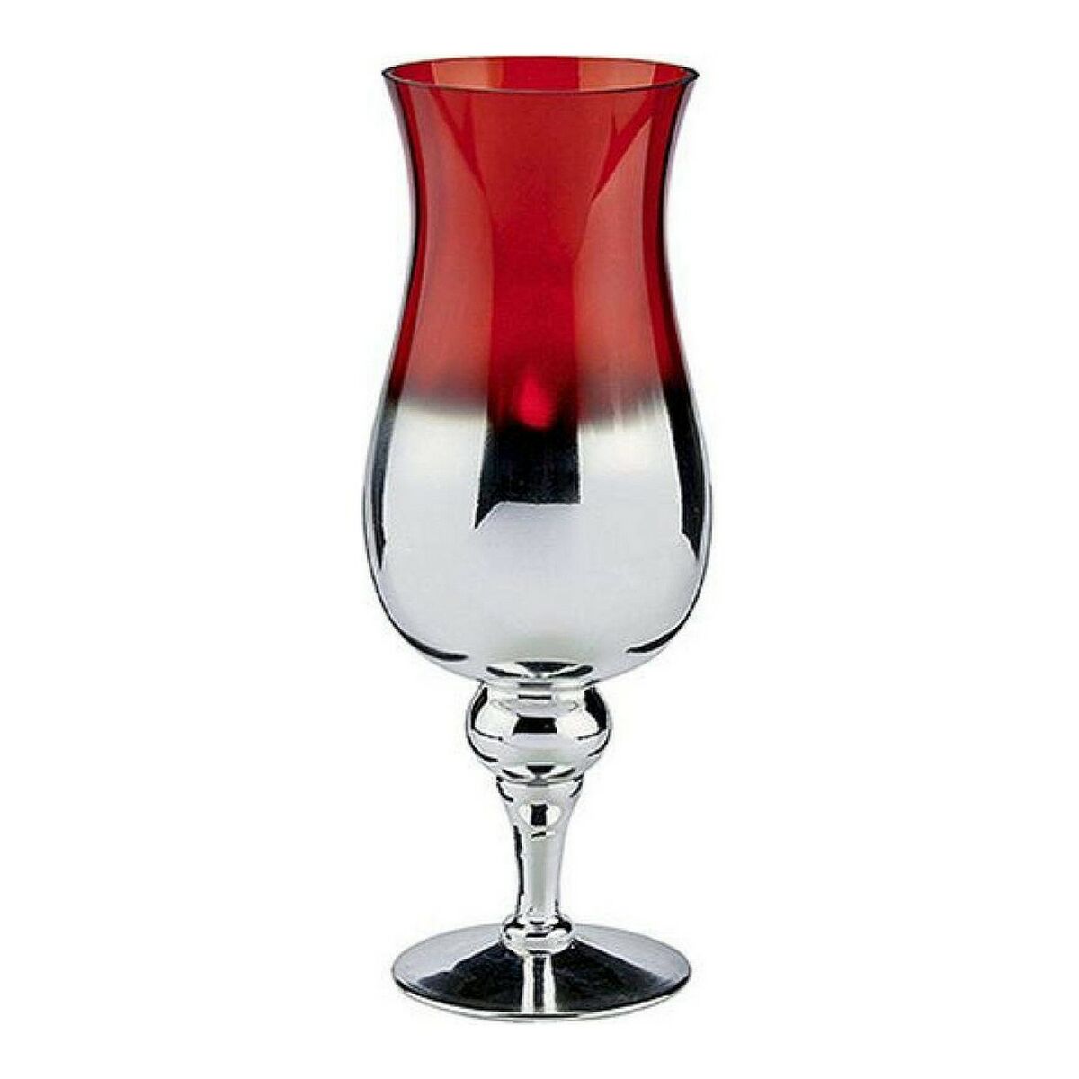 Ljusstakar Röd Glas Silver (13 x 35 x 13 cm) - 2