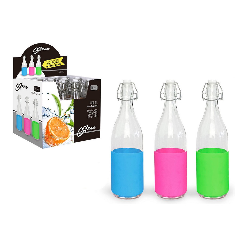 Flaska Anna Glas Silikon Med lock (0,5 L)