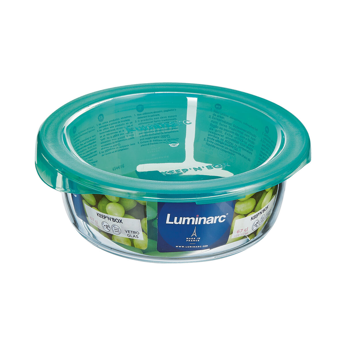 Rund matlåda med lock Luminarc Keep'n Lagon 13,5 x 6 cm Turkos 680 ml Glas (6 antal) - 3