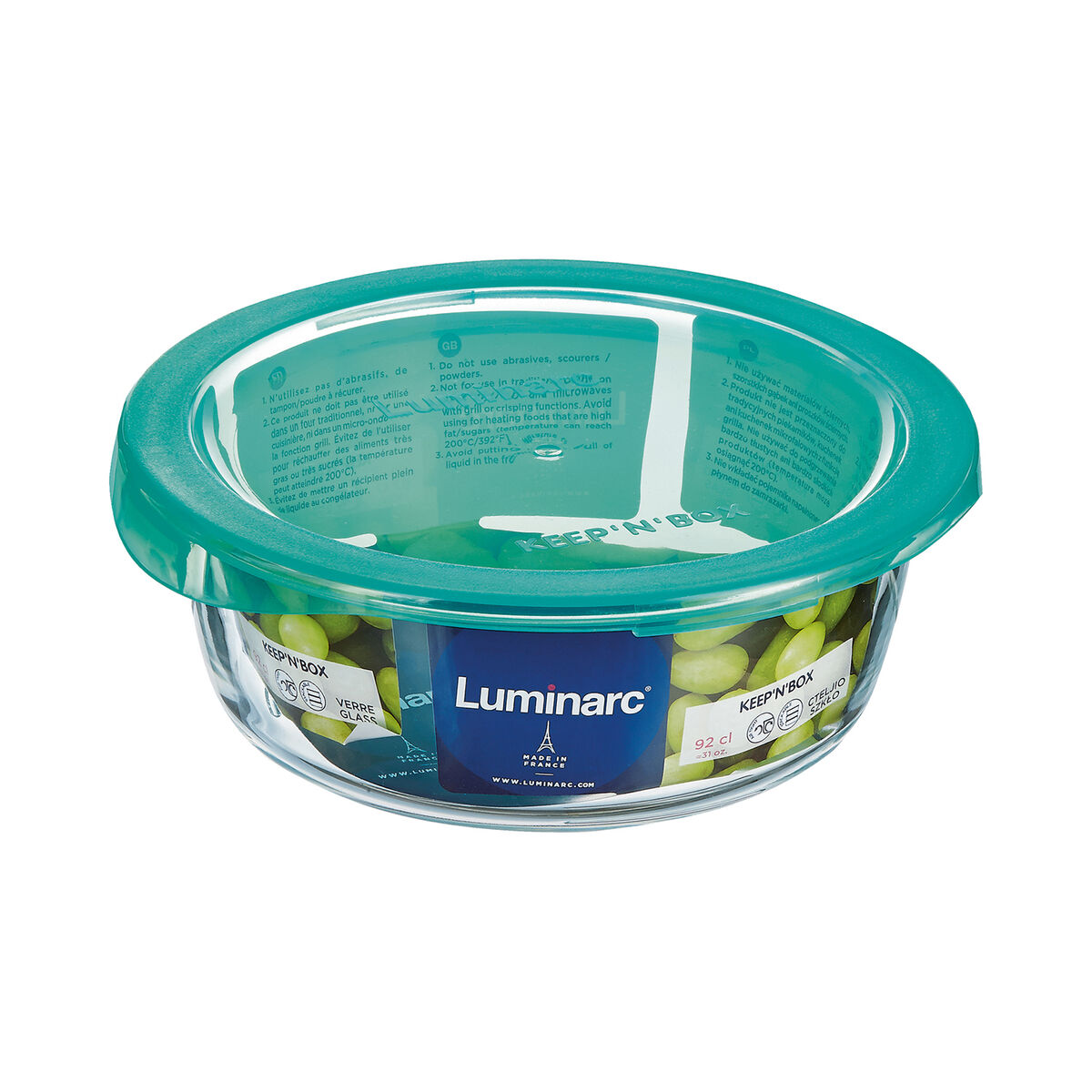 Rund matlåda med lock Luminarc Keep'n Lagon 920 ml 15,6 x 6,6 cm Turkos Glas (6 antal) - 3