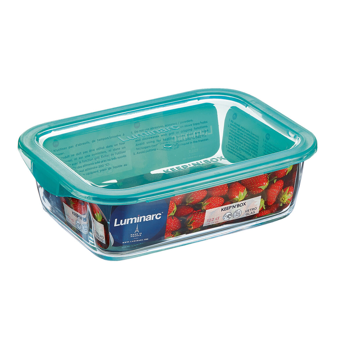 Rektangulär matlåda med lock Luminarc Keep'n Lagon 12 x 8,5 x 5,4 cm Turkos 380 ml Glas (6 antal) - 3
