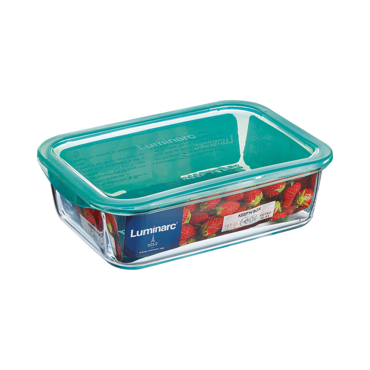 Rektangulär matlåda med lock Luminarc Keep'n Lagon 16 x 11,3 x 6 cm Turkos 820 ml Glas (6 antal) - 3