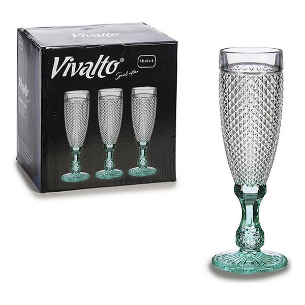 Champagneglas Diamant Transparent Turkos Glas 185 ml
