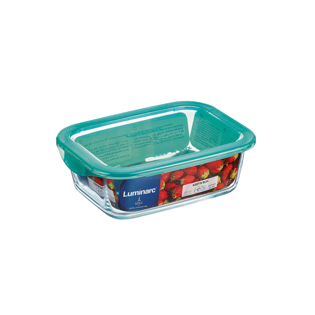 Rektangulär matlåda med lock Luminarc Keep'n Lagon Turkos 1,97 l 22 x 15,6 x 7,2 cm Glas (6 antal) - 2