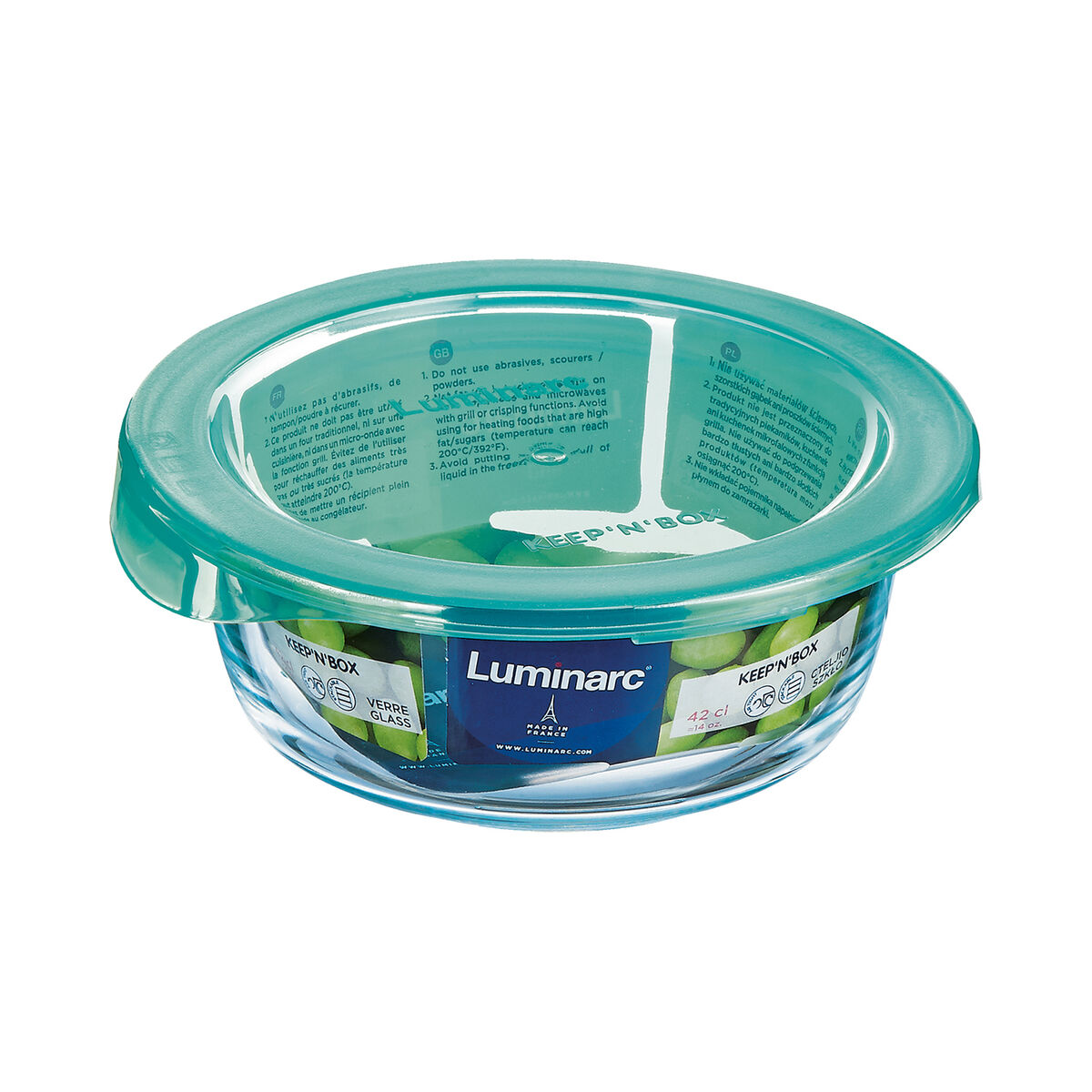 Rund matlåda med lock Luminarc Keep'n Lagon Turkos 420 ml 11,5 x 5,4 cm Glas (6 antal) - 2