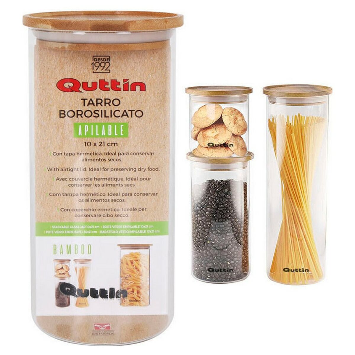 Burk Quttin Bambu Borosilikatglas Stapelbara (10 x 21 cm) - 4