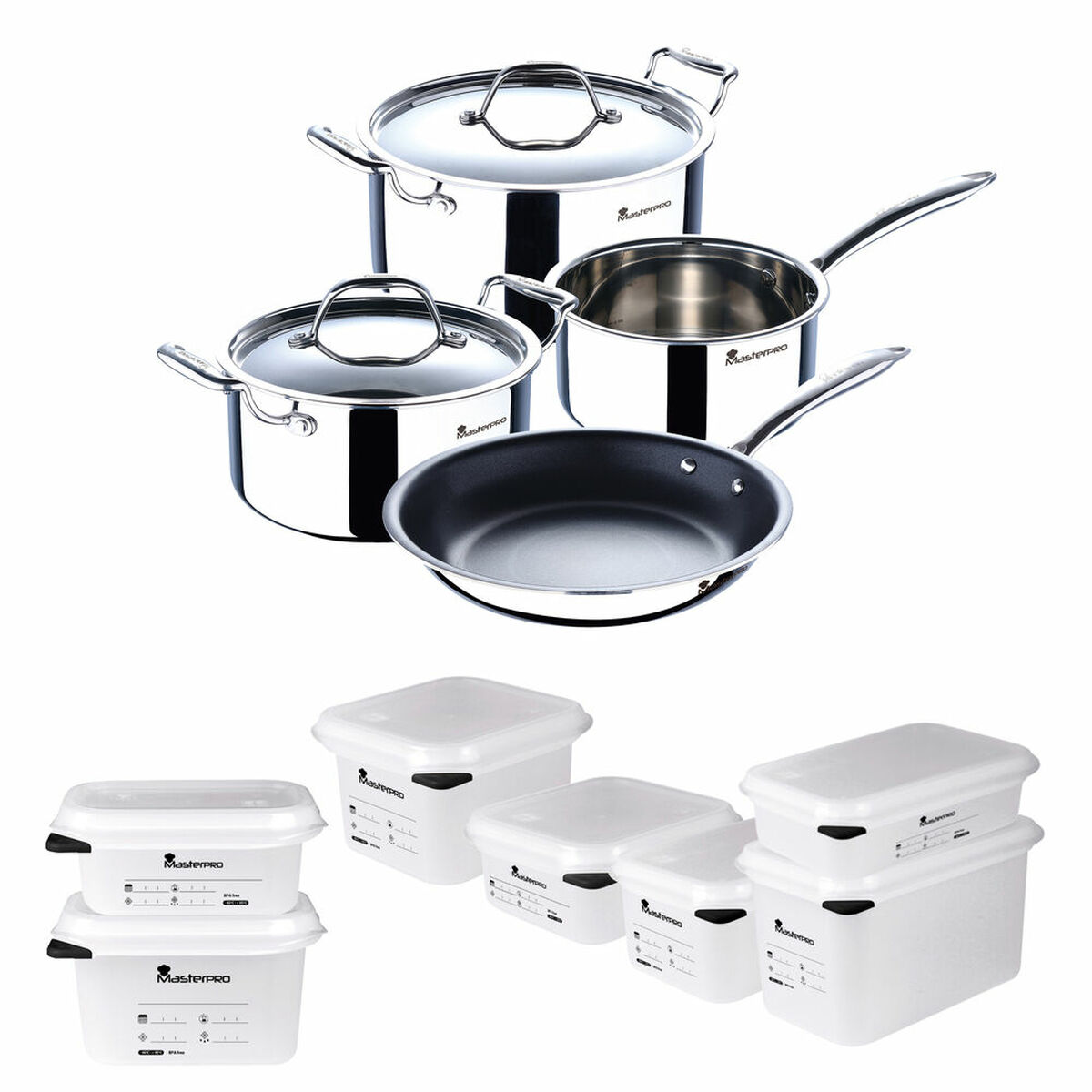 Kastrullset Masterpro Cookware Triply 11 Delar (11 pcs) - 2