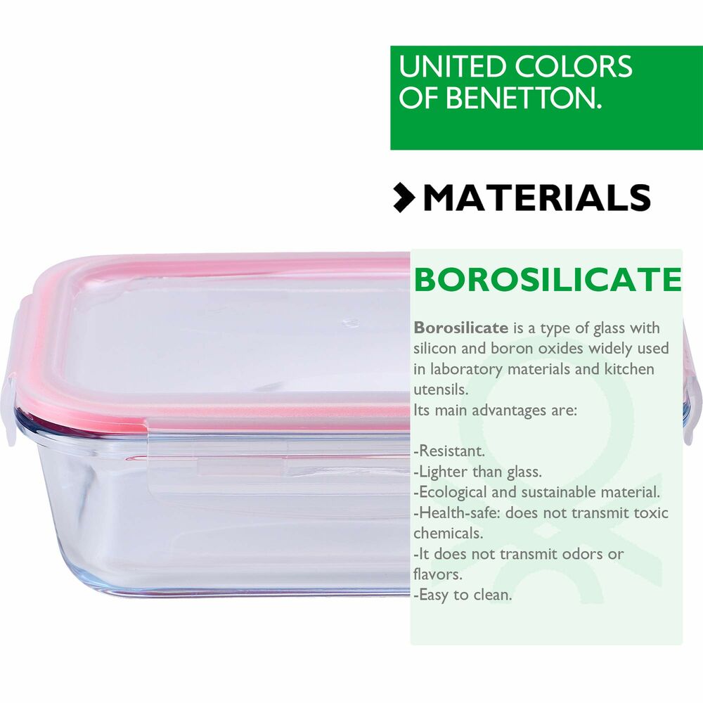 Hermetisk matlåda Benetton BE083 100 ml Röd Vit Borosilikatglas - 3