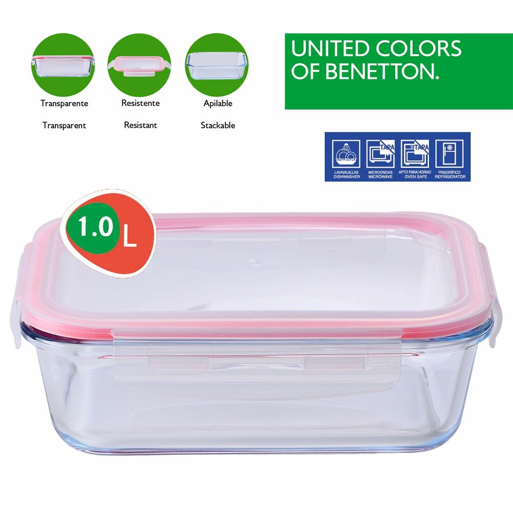 Hermetisk matlåda Benetton BE083 100 ml Röd Vit Borosilikatglas - 4