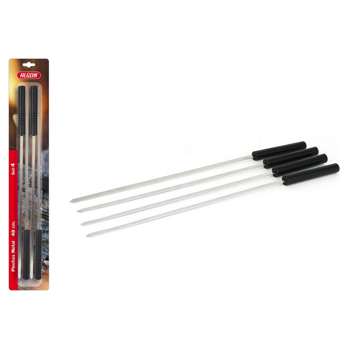 Set med grillspett för barbecue Algon Metall Plast 4 antal (48 cm) (4 pcs) - 2