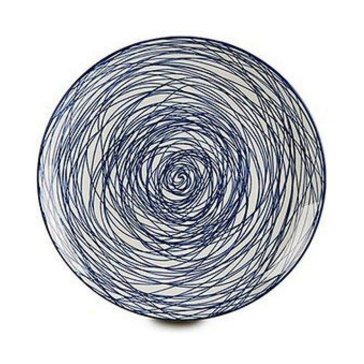 Platt skål Ränder Blå Vit Porslin 24 x 2,8 x 24 cm - 6