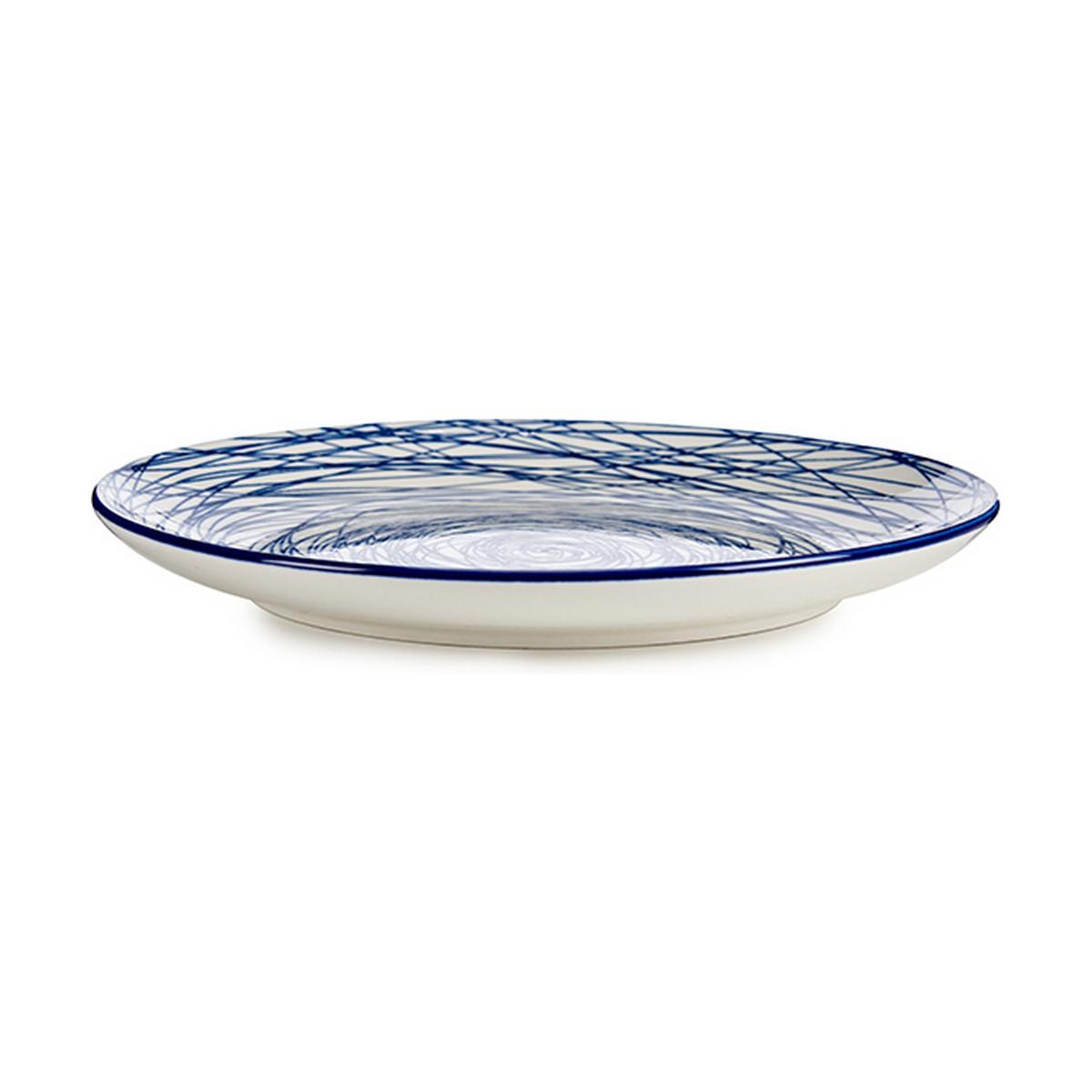 Platt skål Ränder Blå Vit Porslin 24 x 2,8 x 24 cm - 4