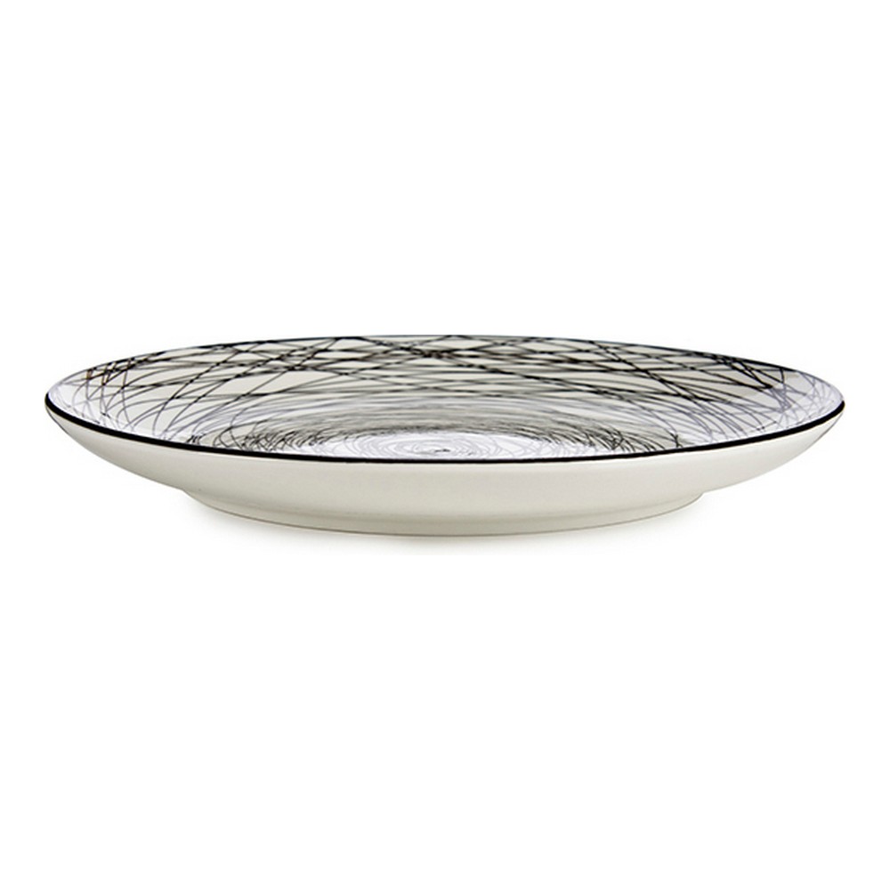 Platt skål Ränder Vit Svart Porslin 24 x 2,8 x 24 cm