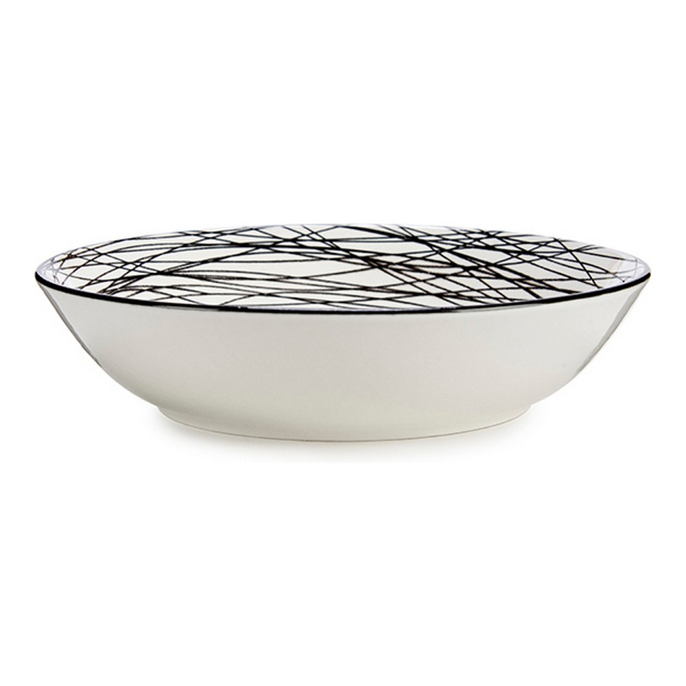 Djup tallrik Ränder Porslin Svart Vit 20 x 4,7 x 20 cm