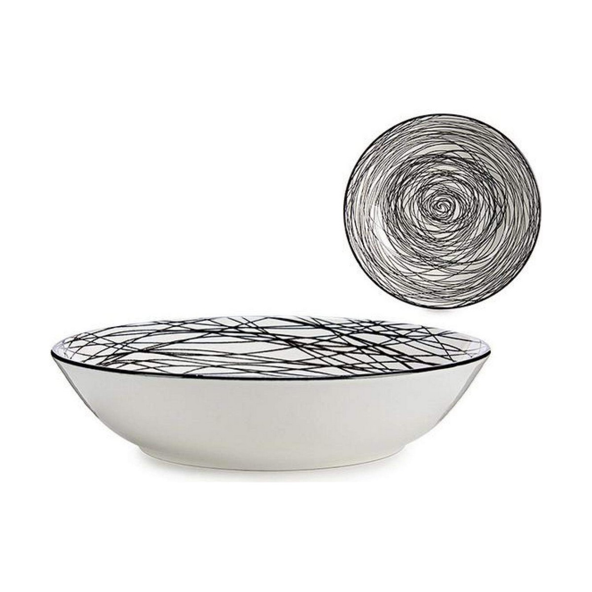 Djup tallrik Ränder Porslin Svart Vit 20 x 4,7 x 20 cm - 3
