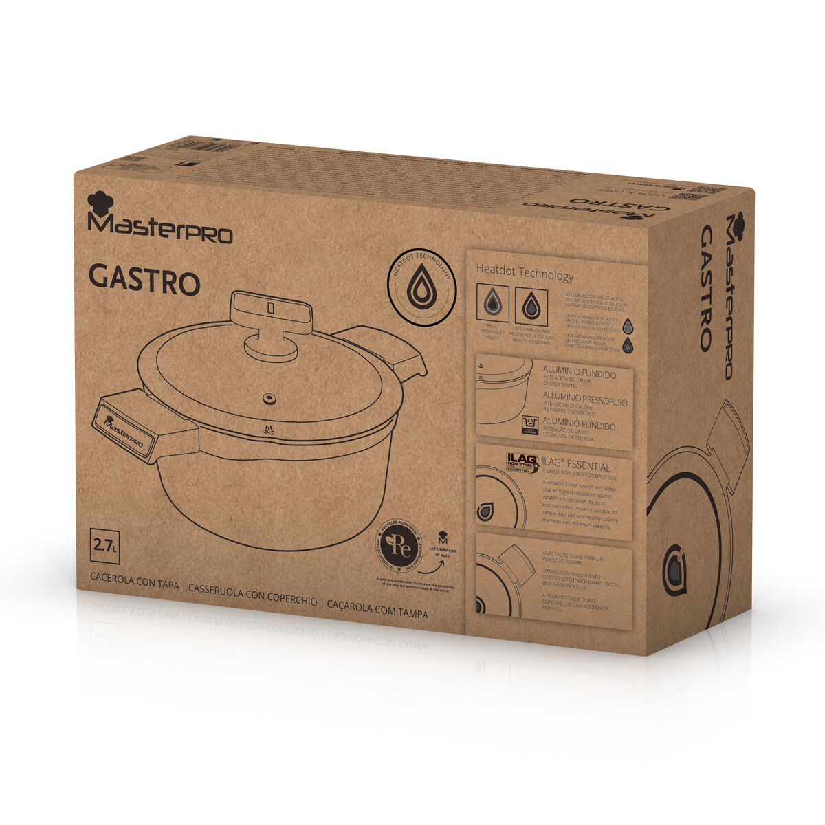Kastrull med lock Masterpro Svart Aluminium Ø 28 cm - 2