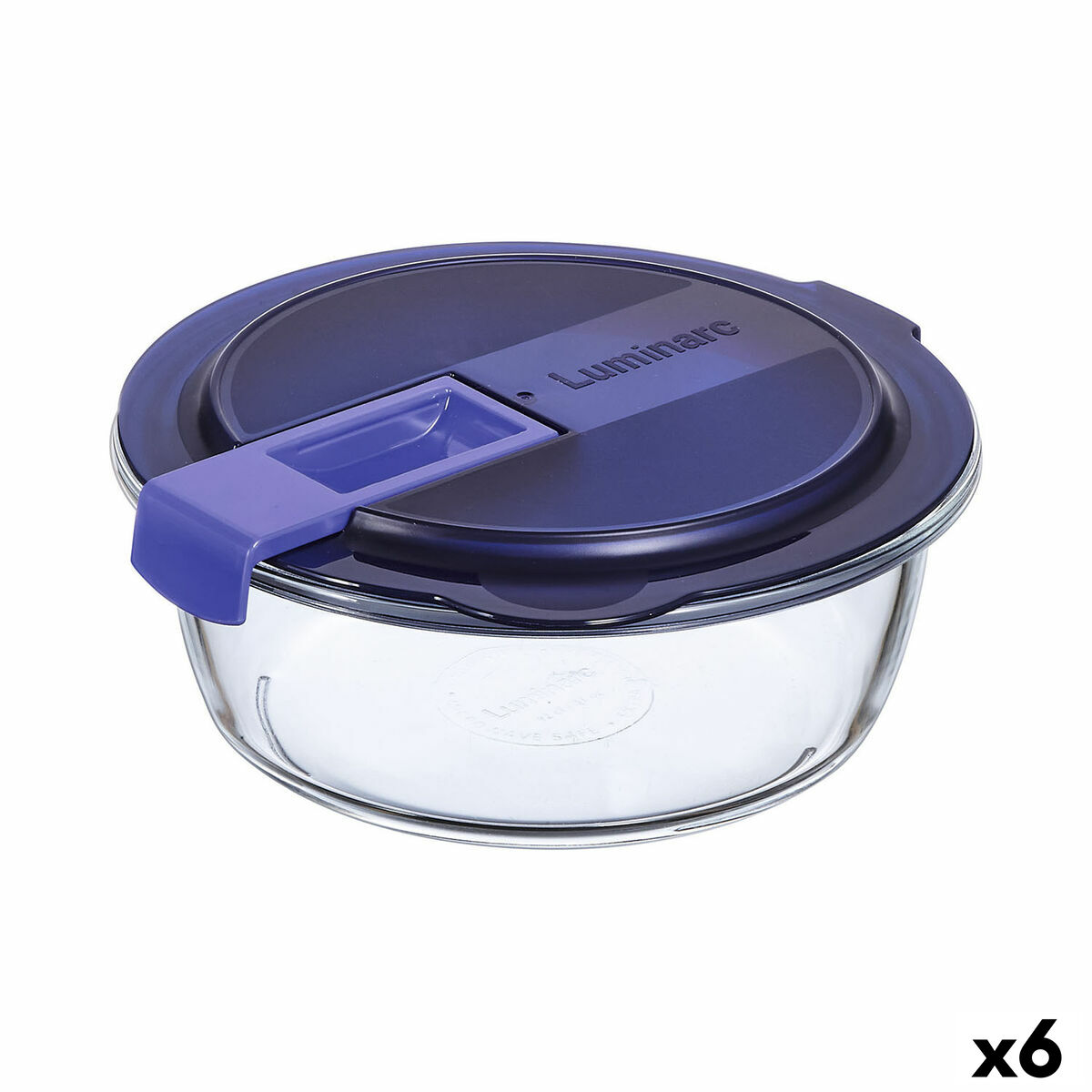 Hermetisk matlåda Luminarc Easy Box Blå Glas (920 ml) (6 antal)