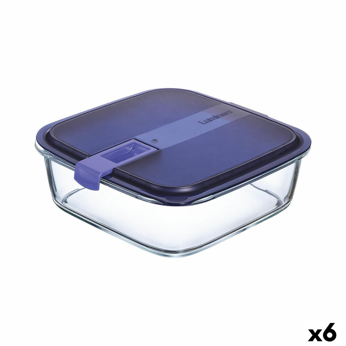 Hermetisk matlåda Luminarc Easy Box Blå 2,5 L Glas (6 antal)