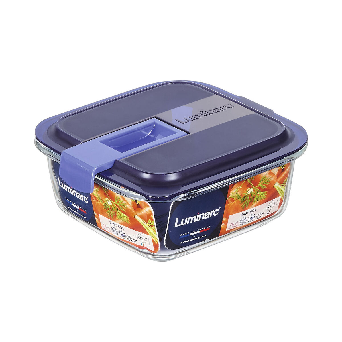 Hermetisk matlåda Luminarc Easy Box Blå Glas (760 ml) (6 antal) - 2