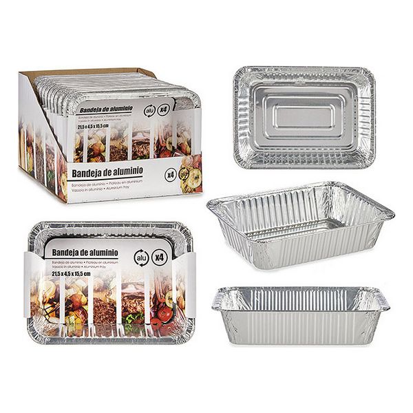 Uppsättning med Brickor Aluminium Silvrig (15,6 x 5 x 22 cm)