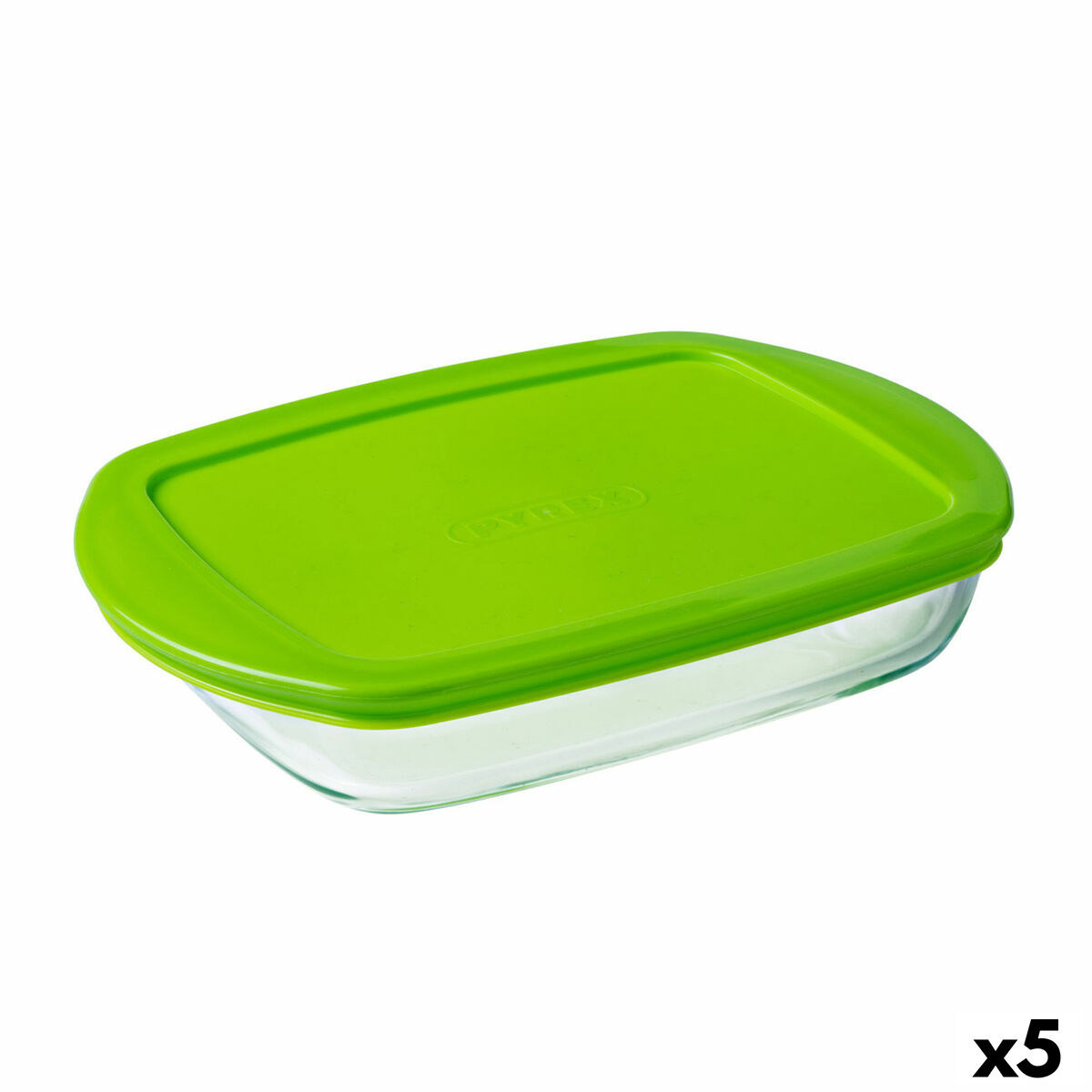 Rektangulär matlåda med lock Pyrex Prep&store Px Grön 1,6 L 28 x 20 cm Glas (5 antal)