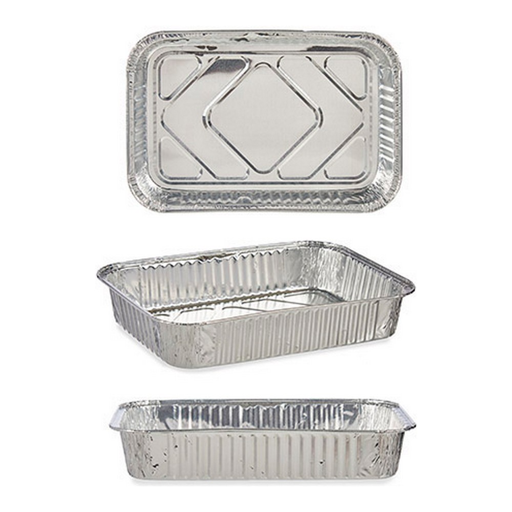 Uppsättning med Brickor Silvrig Aluminium (20,5 x 5 x 31,3 cm) - 3