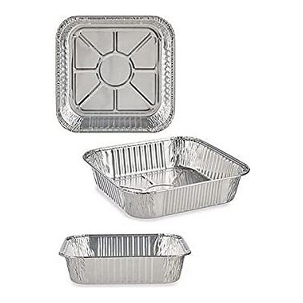 Uppsättning med Brickor Silvrig Aluminium 20,5 x 6,5 x 20,5 cm - 3