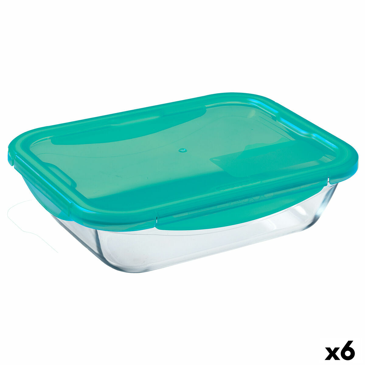 Hermetisk matlåda Pyrex Cook & Go Turkos Glas (800 ml) (6 antal)