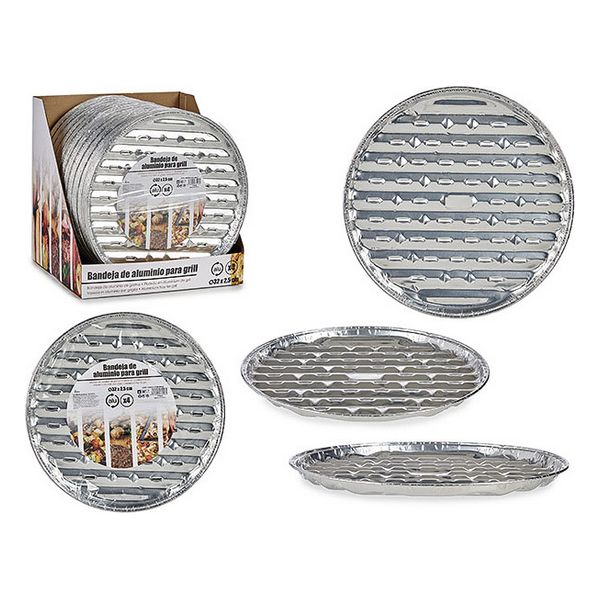 Uppsättning med Brickor Silvrig Aluminium 32 x 3 x 32 cm (Ø 32 x 2,5 cm)