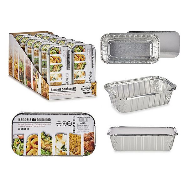Uppsättning med Brickor Silvrig Aluminium 800 ml (11 x 7 x 22 cm)